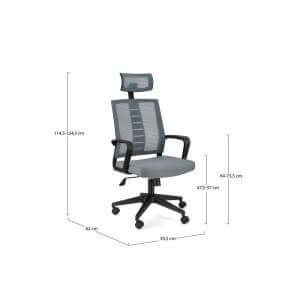 Poltrona ufficio con braccioli grigio scuro – EMPIRE