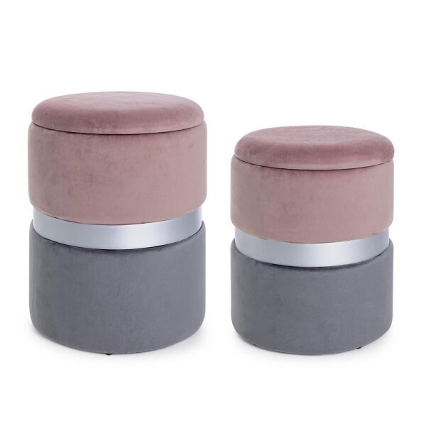 Set 2 Pouf Contenitore in velluto – POLLY