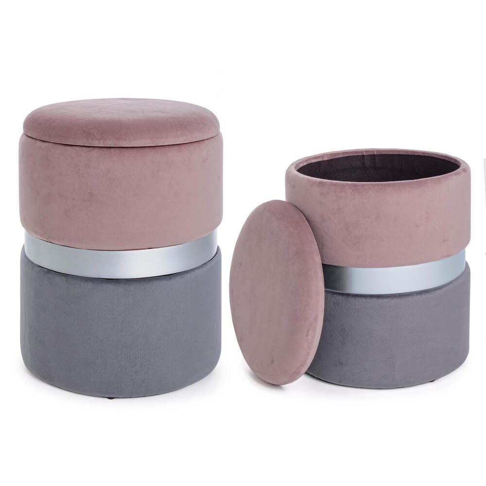 Set 2 Pouf Contenitore in velluto – POLLY