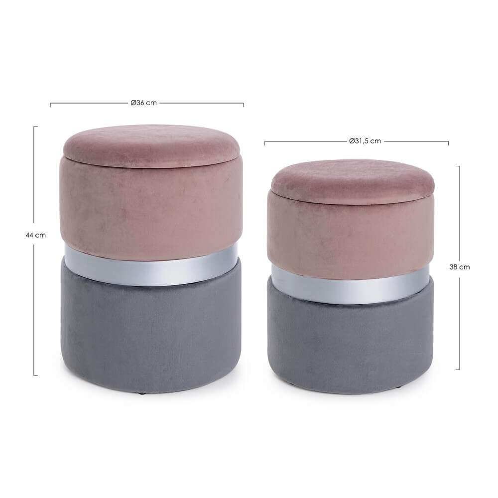 Set 2 Pouf Contenitore in velluto – POLLY