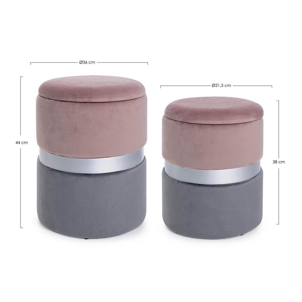 Set 2 Pouf Contenitore in velluto – POLLY