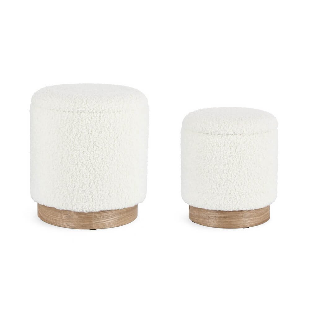 Set 2 Pouf Contenitore in tessuto bouclè – BRI