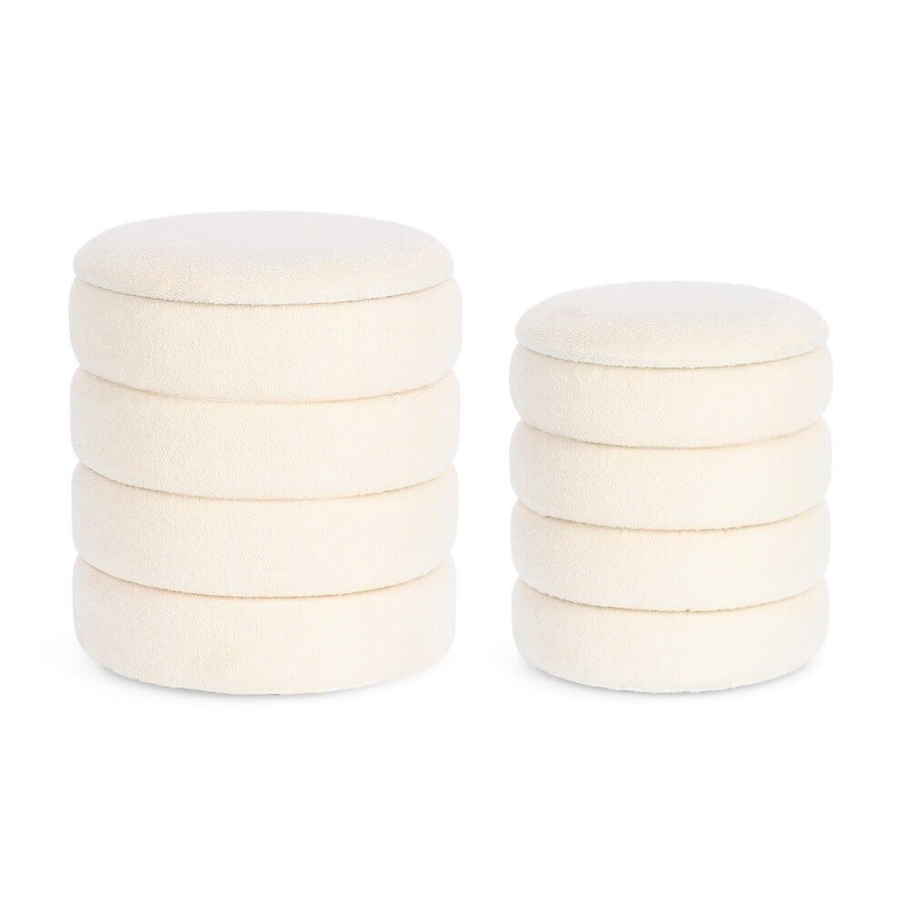 Set 2 Pouf Contenitore Bianca Boucle’ – JACKSON