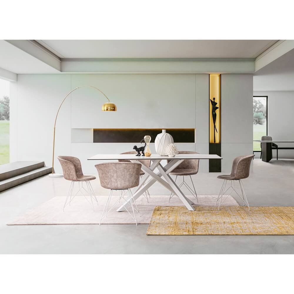 Tavolo da pranzo piano in ceramica e vetro 180X90 – PHOENIX