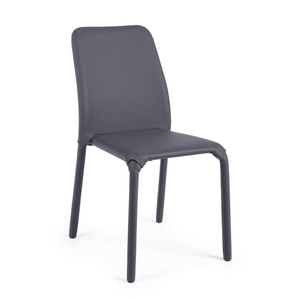 Sedia in Ecopelle Grigia (4 Pezzi) – MYLA