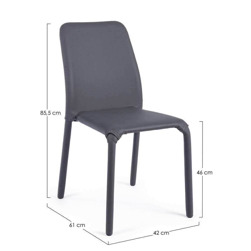 Sedia in Ecopelle Grigia (4 Pezzi) – MYLA