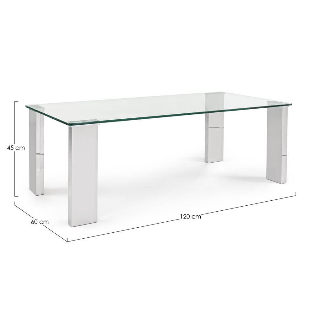 Tavolino moderno con piano in vetro 120X60 – FELIX