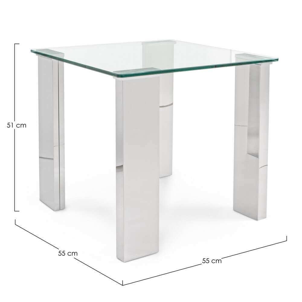 Tavolino moderno con piano in vetro 55X55 – FELIX