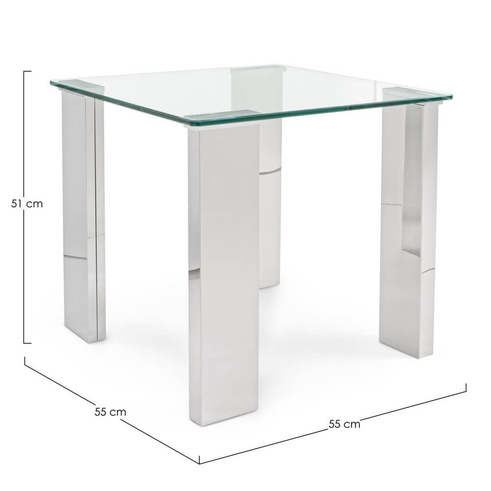 Tavolino moderno con piano in vetro 55X55 – FELIX