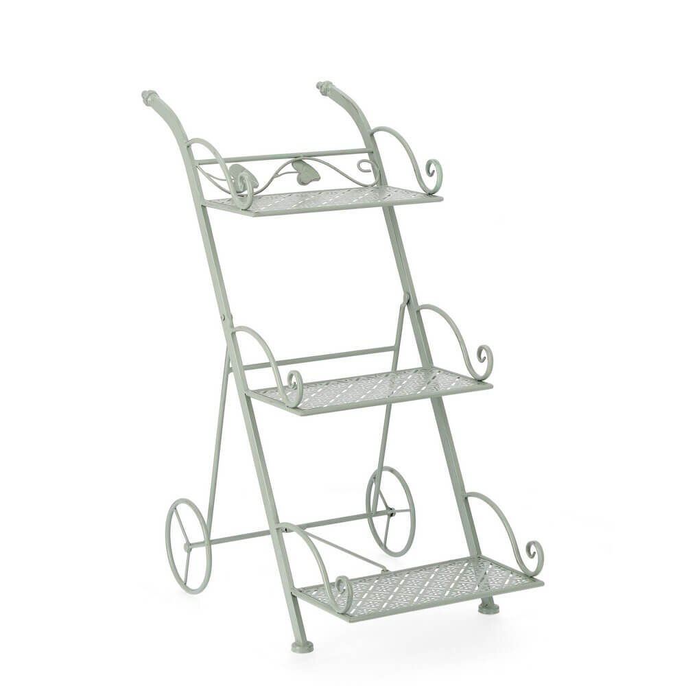 Porta Fiore 3 piani rettangolare Salvia con Ruote (4 Pezzi) – GIANNA