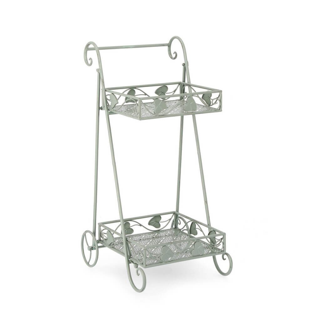 Porta Fiore 2 piani rettangolare Salvia con Ruote (2 Pezzi) – GIANNA