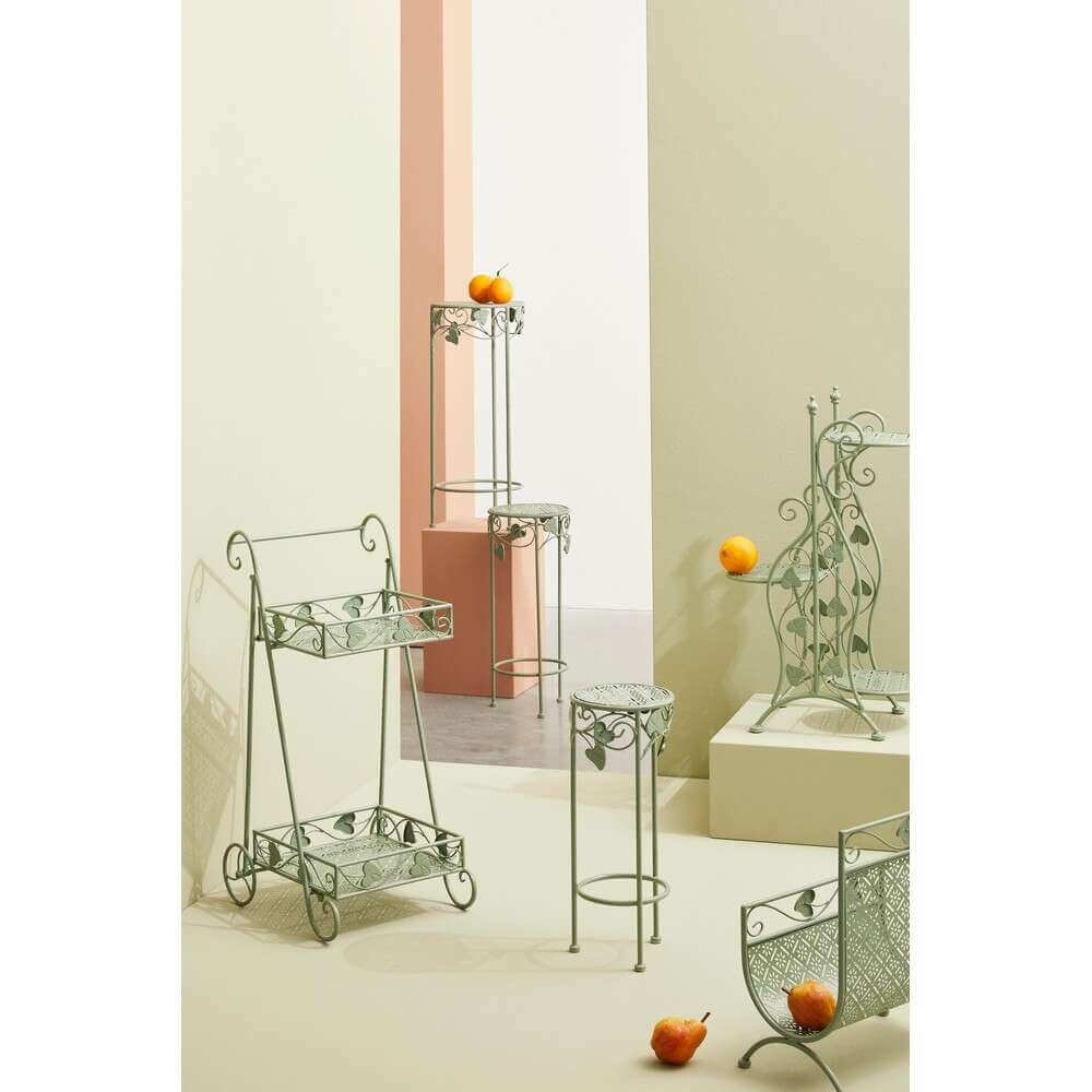 Porta Fiore 2 piani rettangolare Salvia con Ruote (2 Pezzi) – GIANNA