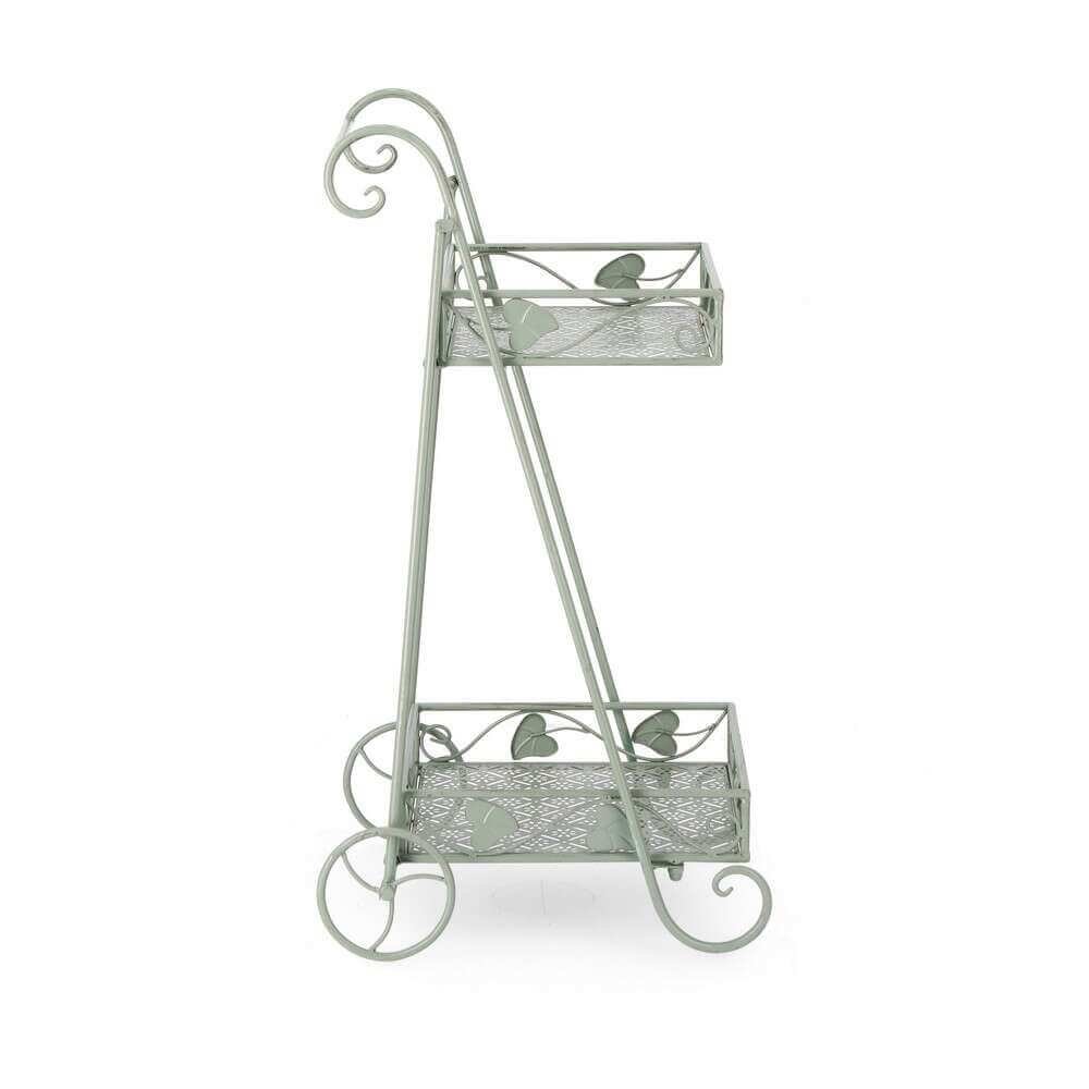 Porta Fiore 2 piani rettangolare Salvia con Ruote (2 Pezzi) – GIANNA