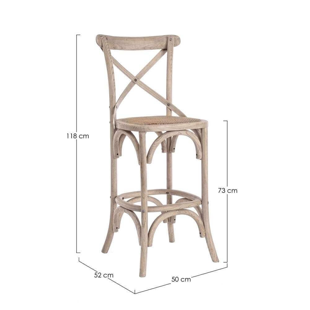 Sgabello Bar vintage in legno con schienale – CROSS
