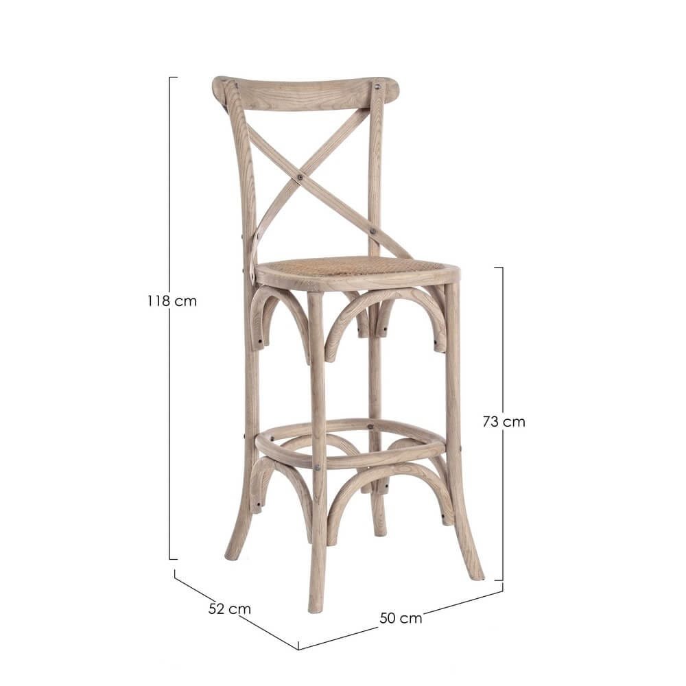 Sgabello Bar vintage in legno con schienale – CROSS