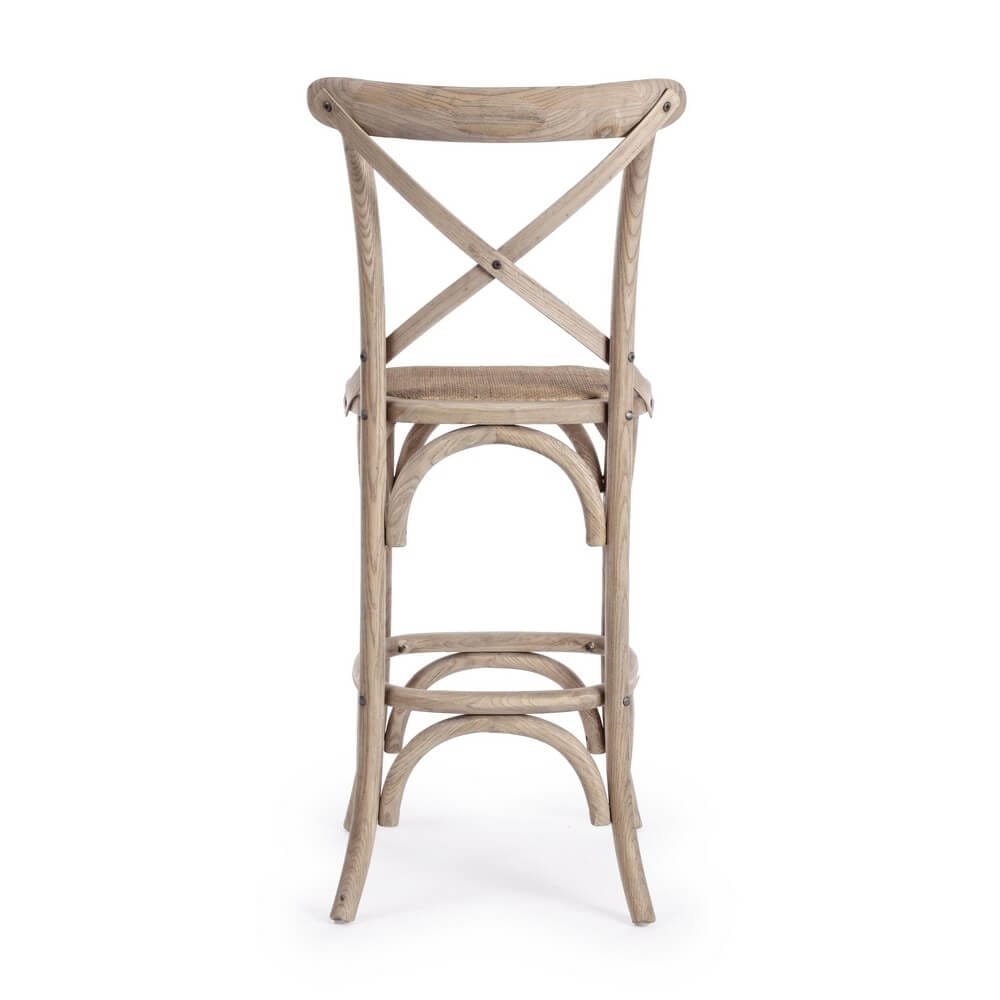 Sgabello Bar vintage in legno con schienale – CROSS