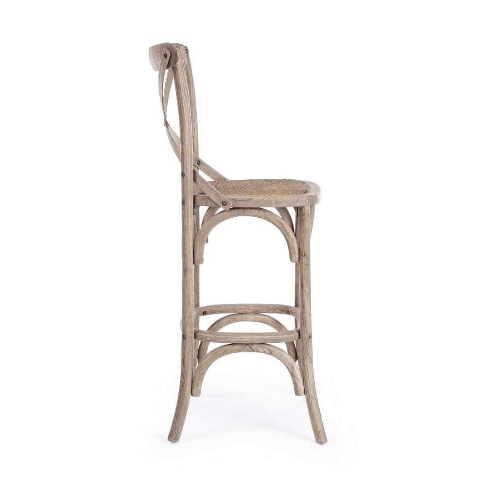Sgabello Bar vintage in legno con schienale – CROSS