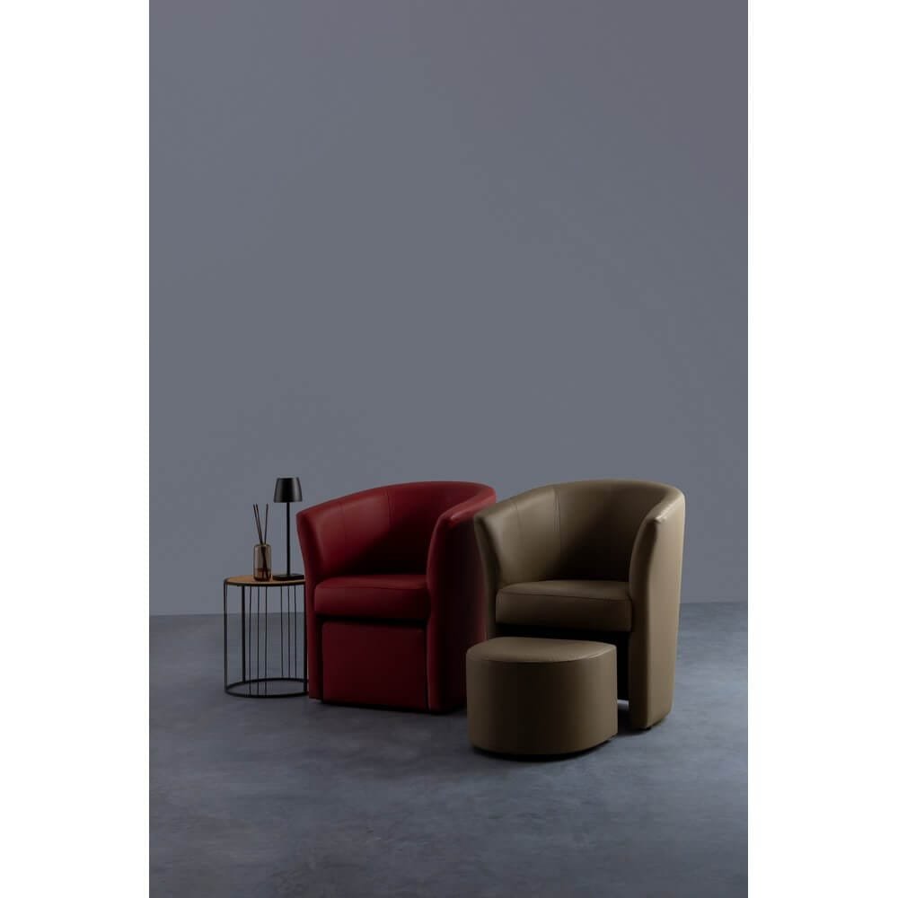 Poltrona con Pouf in ecopelle – ROBINSON