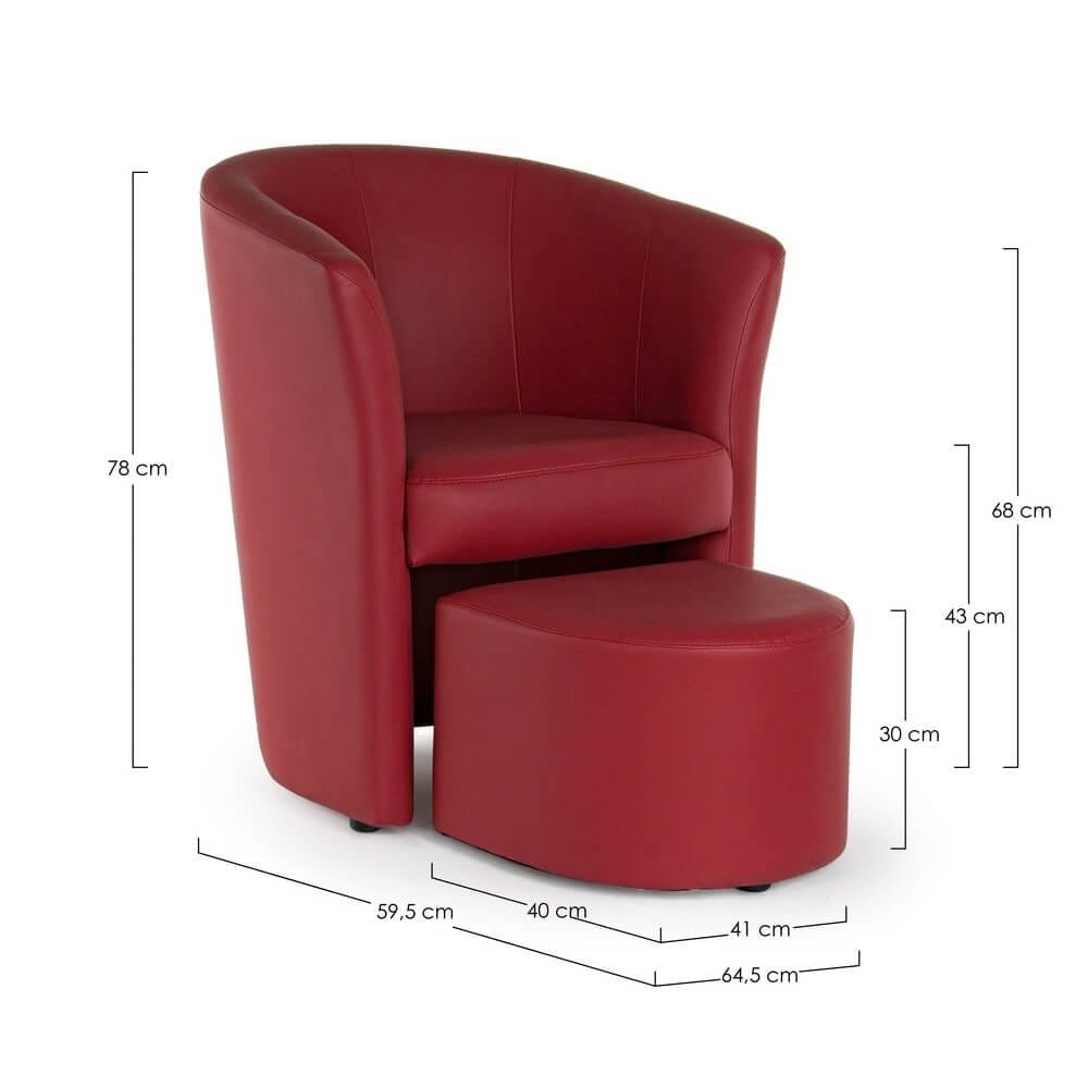 Poltrona con Pouf in ecopelle – ROBINSON
