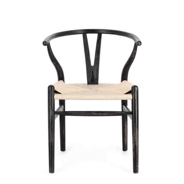 Sedia moderna in legno con seduta in corda di carta (2 Pezzi) – DIANA