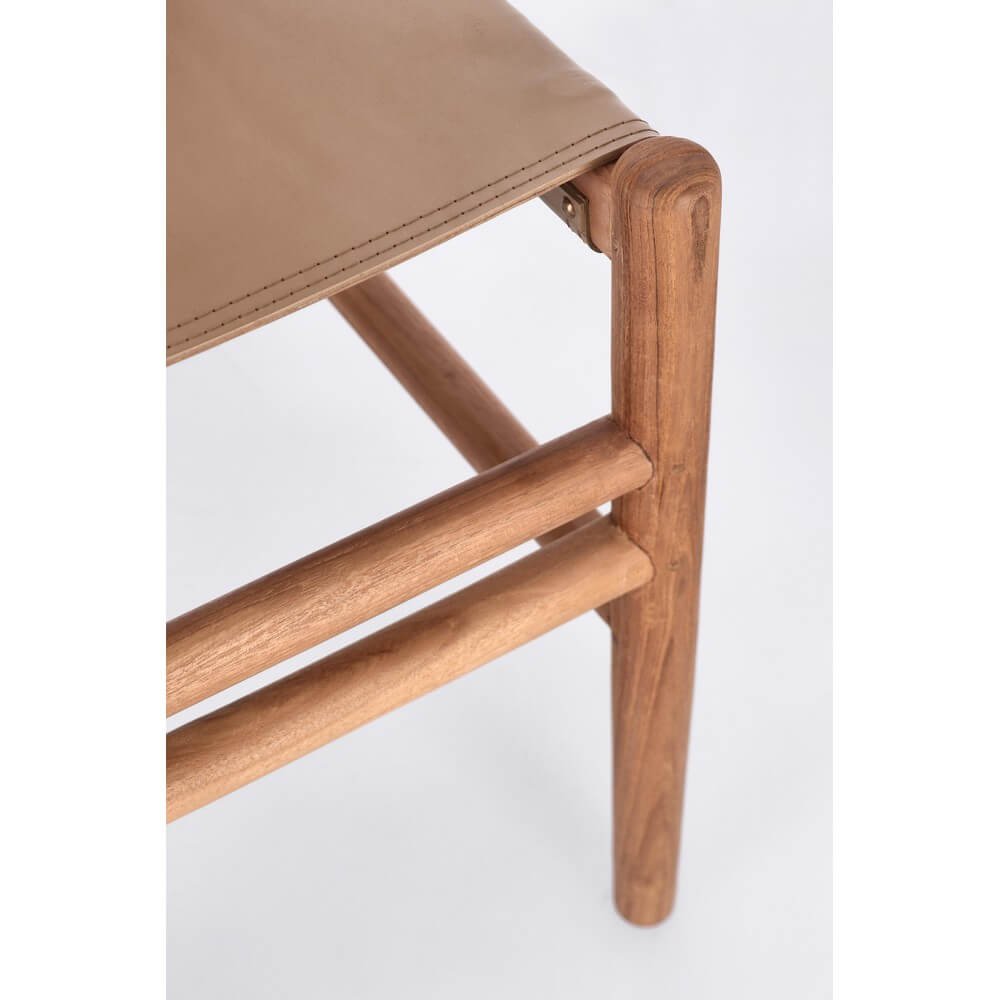 Sedia in teak e vera pelle (2 Pezzi) – PENELOPE