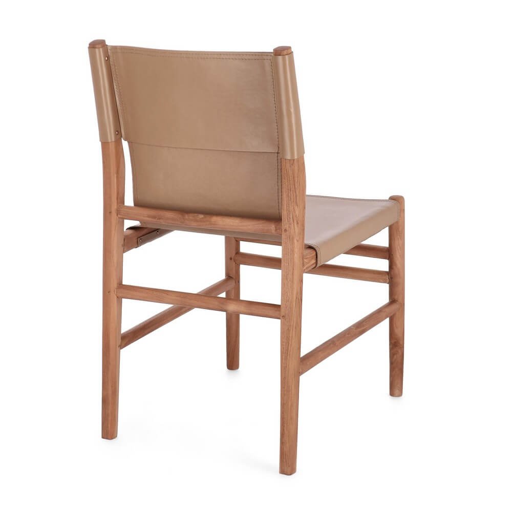 Sedia in teak e vera pelle (2 Pezzi) – PENELOPE