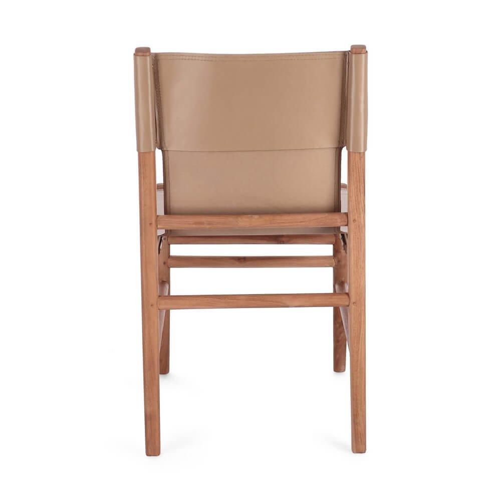 Sedia in teak e vera pelle (2 Pezzi) – PENELOPE