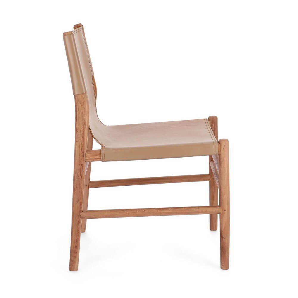 Sedia in teak e vera pelle (2 Pezzi) – PENELOPE