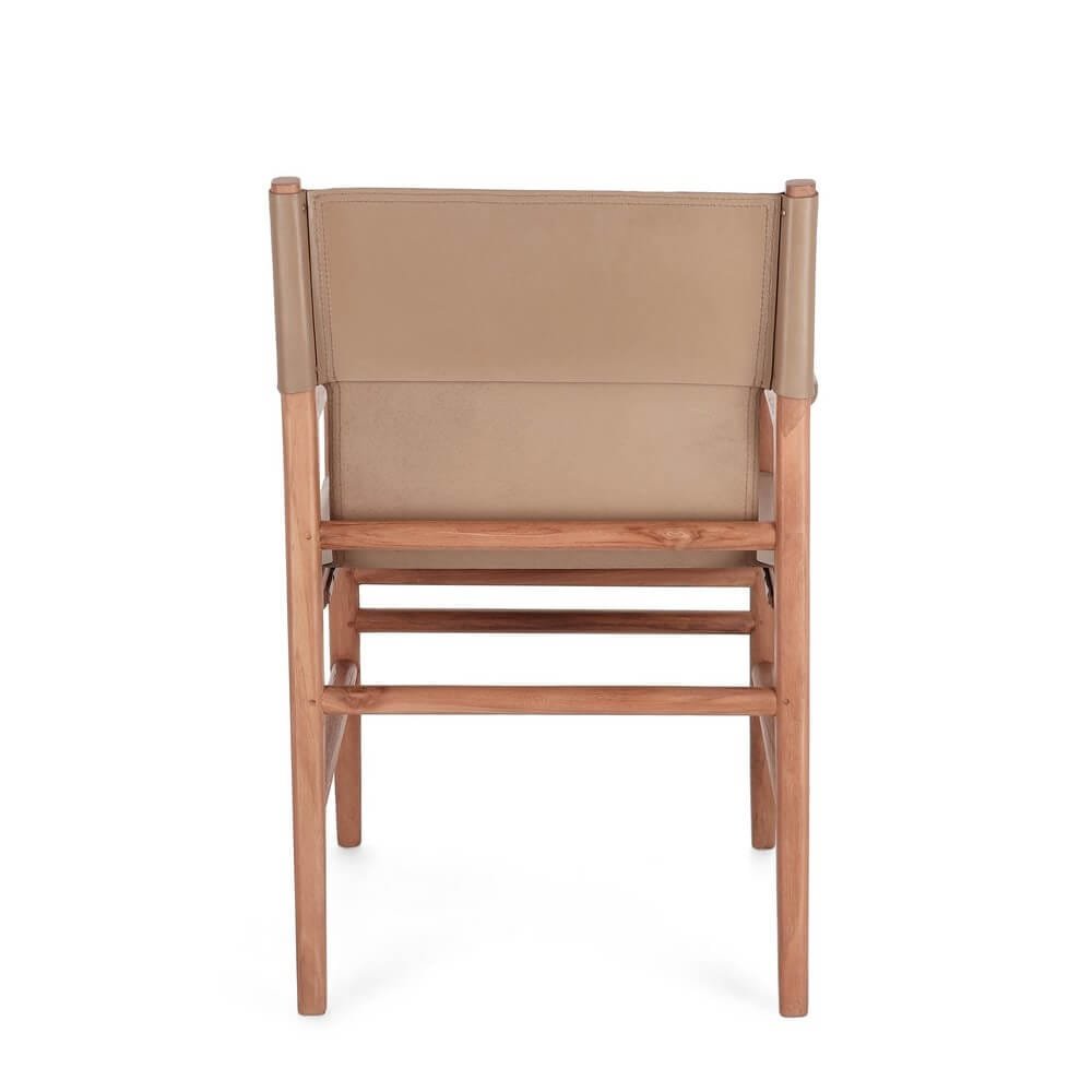 Sedia con braccioli in teak e vera pelle – PENELOPE