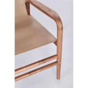 Poltrona Lounge con braccioli in teak e vera pelle – PENELOPE