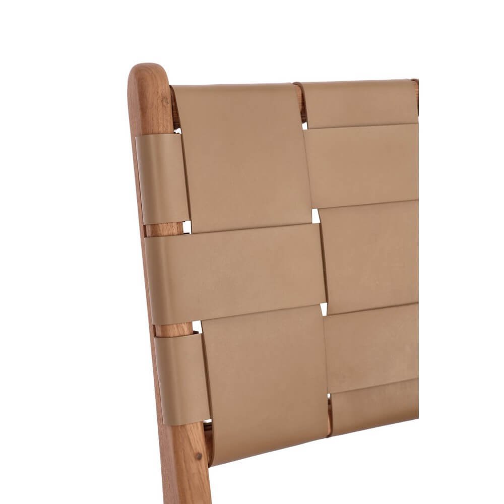 Sedia in teak e vera pelle (2 Pezzi) – PENELOPE