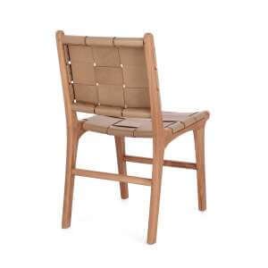 Sedia in teak e vera pelle (2 Pezzi) – PENELOPE