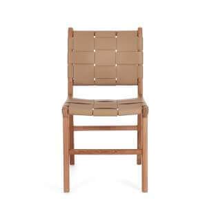 Sedia in teak e vera pelle (2 Pezzi) – PENELOPE