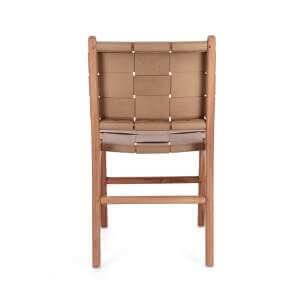 Sedia in teak e vera pelle (2 Pezzi) – PENELOPE