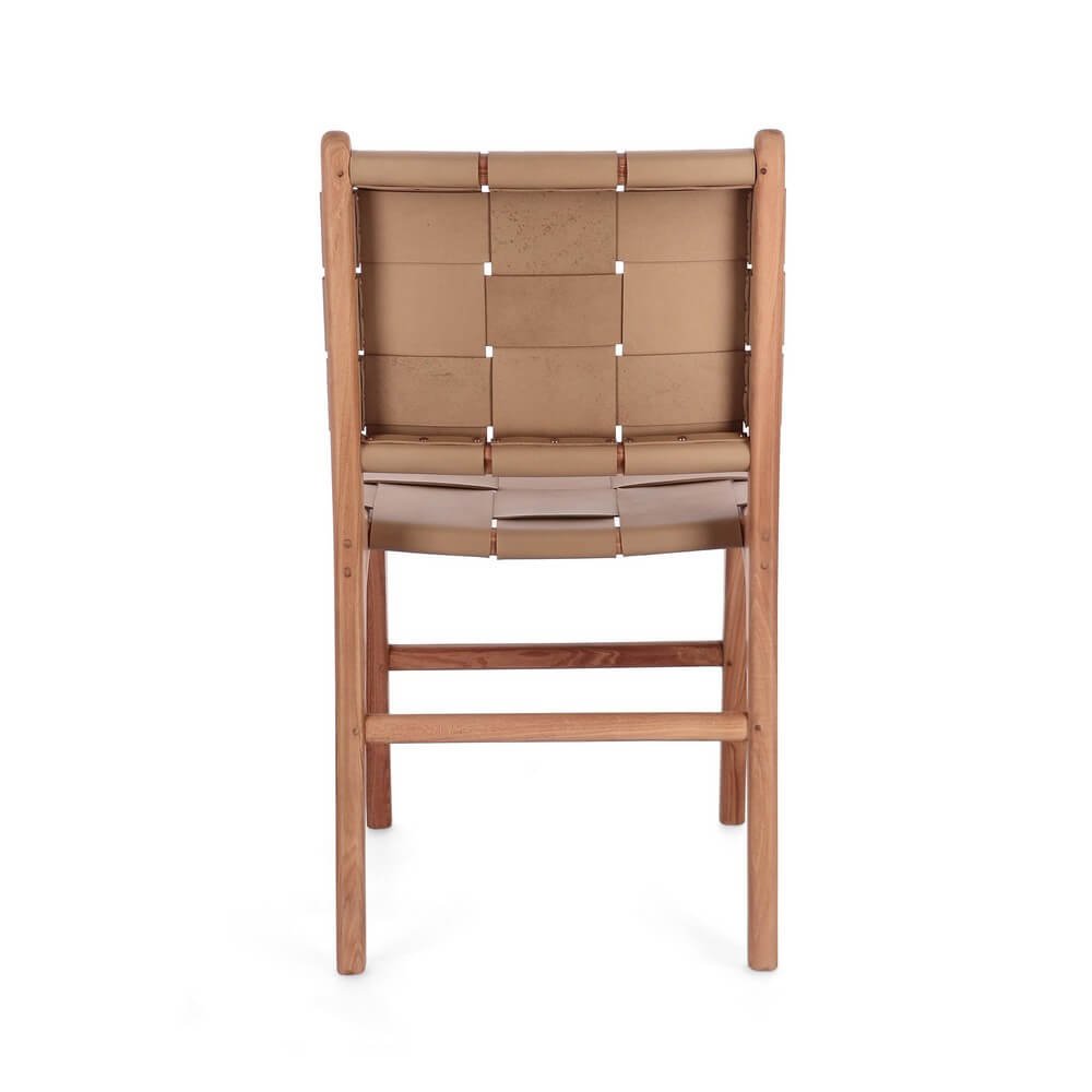 Sedia in teak e vera pelle (2 Pezzi) – PENELOPE