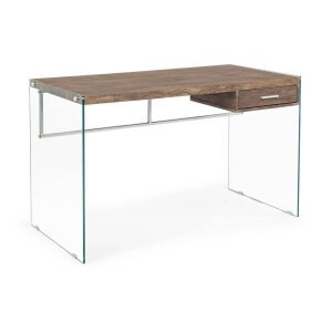 Scrivania in vetro con casseto 122X60 – SOLACE