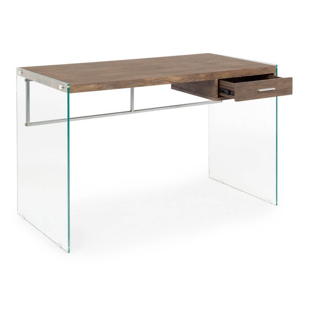 Scrivania in vetro con casseto 122X60 – SOLACE