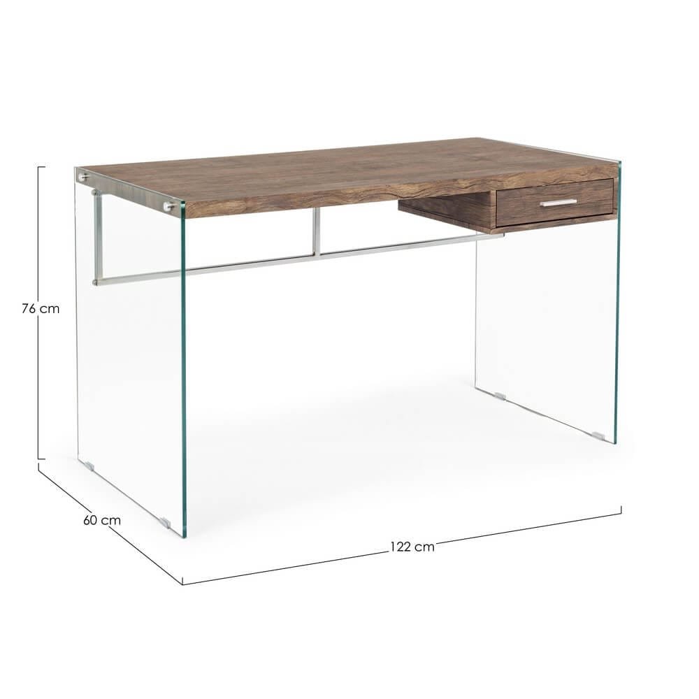 Scrivania in vetro con casseto 122X60 – SOLACE