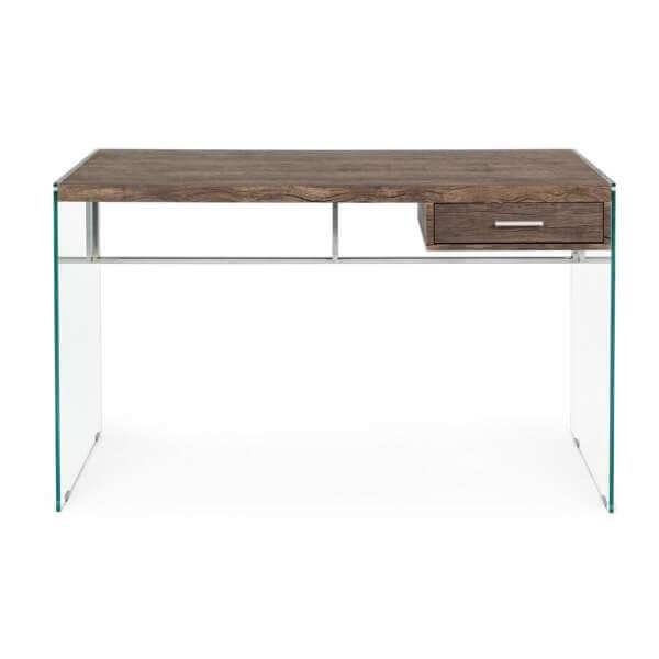 Scrivania in vetro con casseto 122X60 – SOLACE