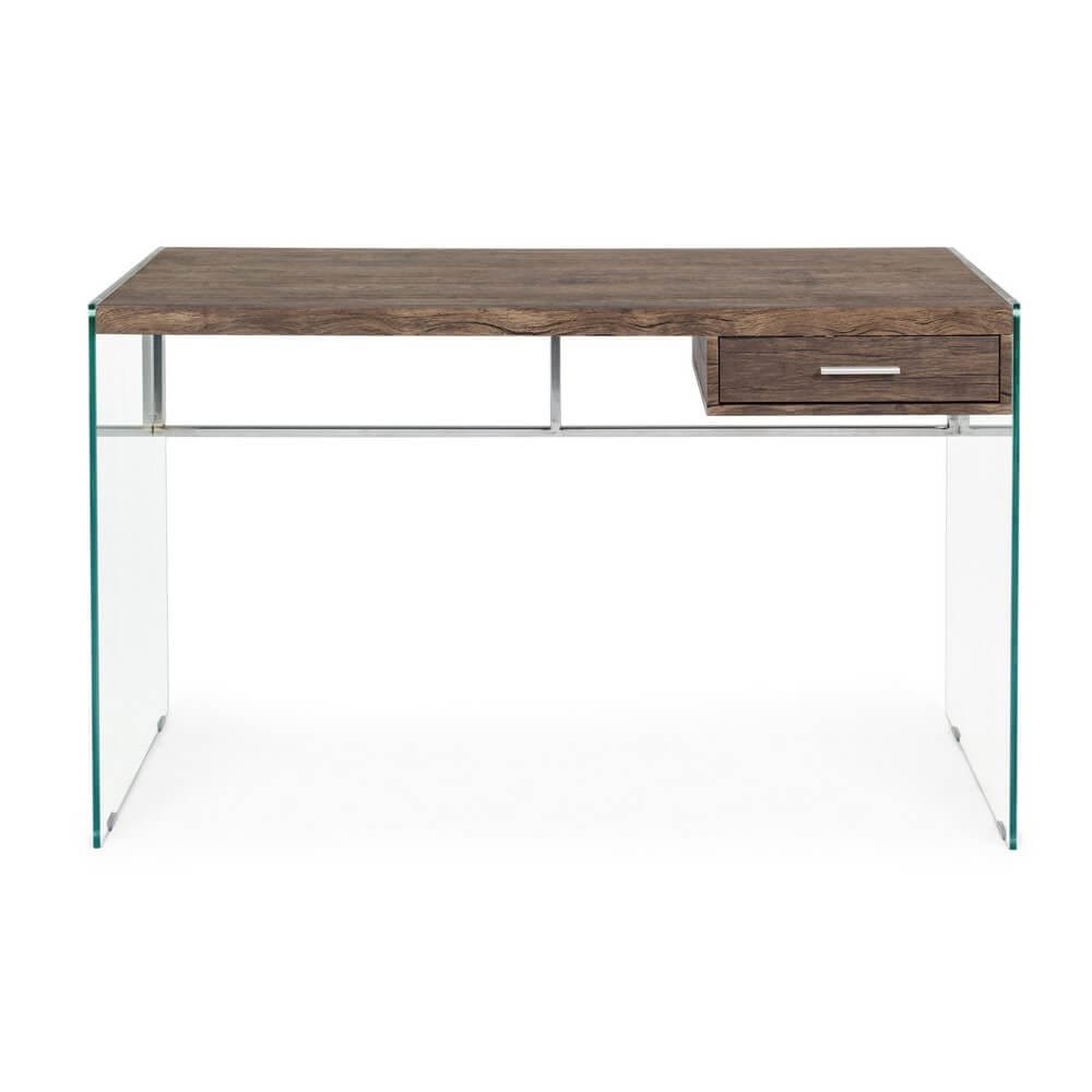 Scrivania in vetro con casseto 122X60 – SOLACE