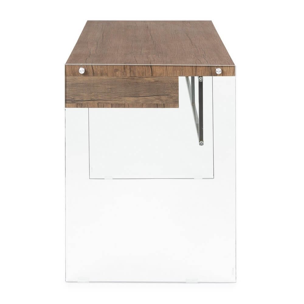 Scrivania in vetro con casseto 122X60 – SOLACE