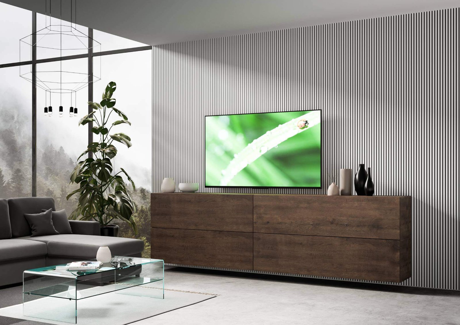 Composizione parete soggiorno A102 L.288 H.80 P.39,2 – ISOKA