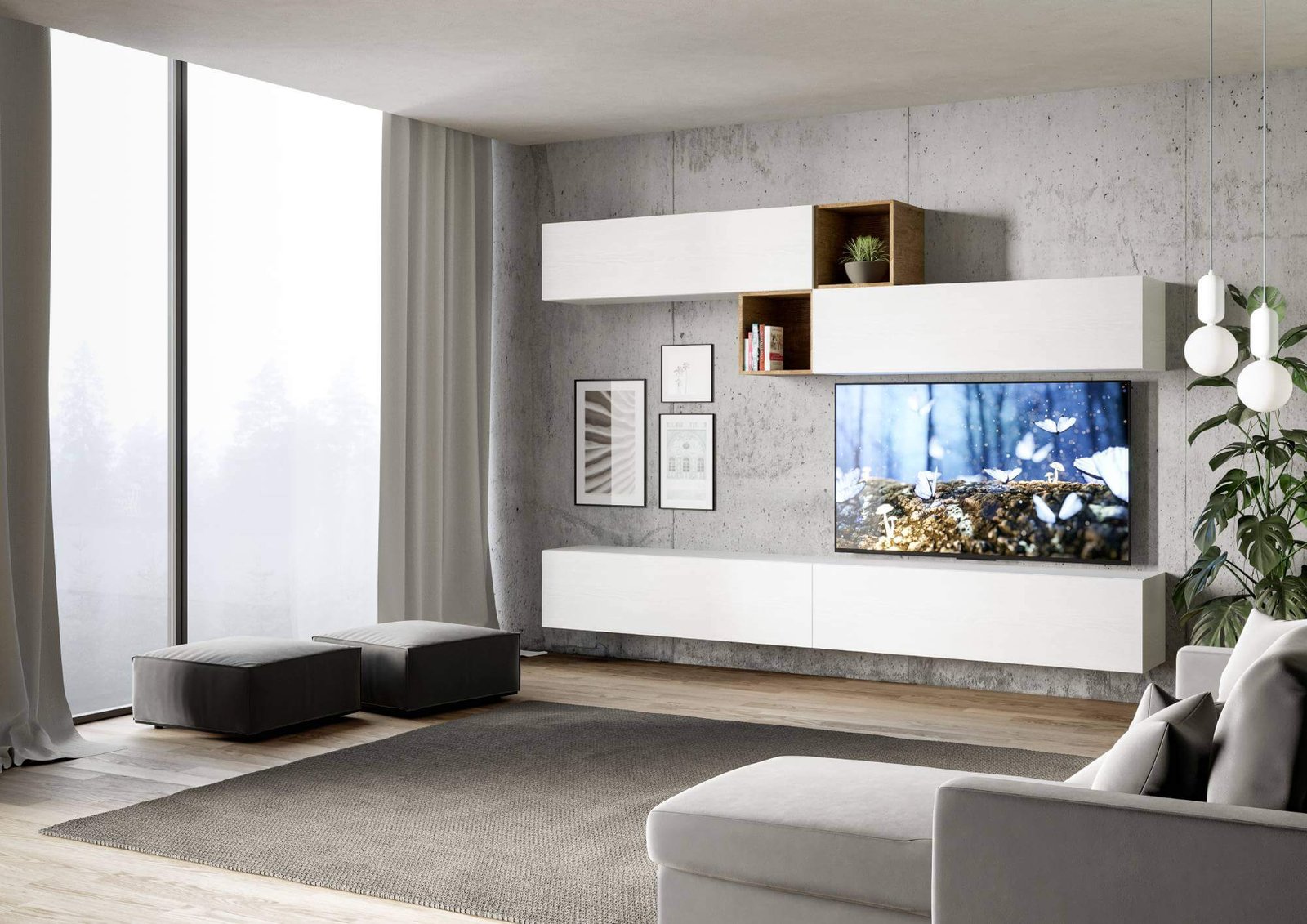 Composizione parete soggiorno A110 L.308 P.39,2 – ISOKA