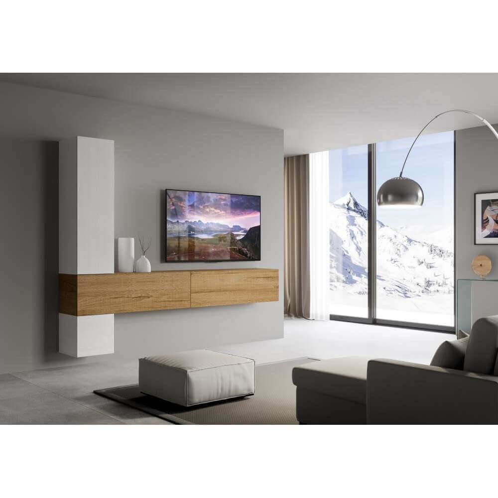 Composizione parete soggiorno A113 L.268 H.214 P.39,2 – ISOKA