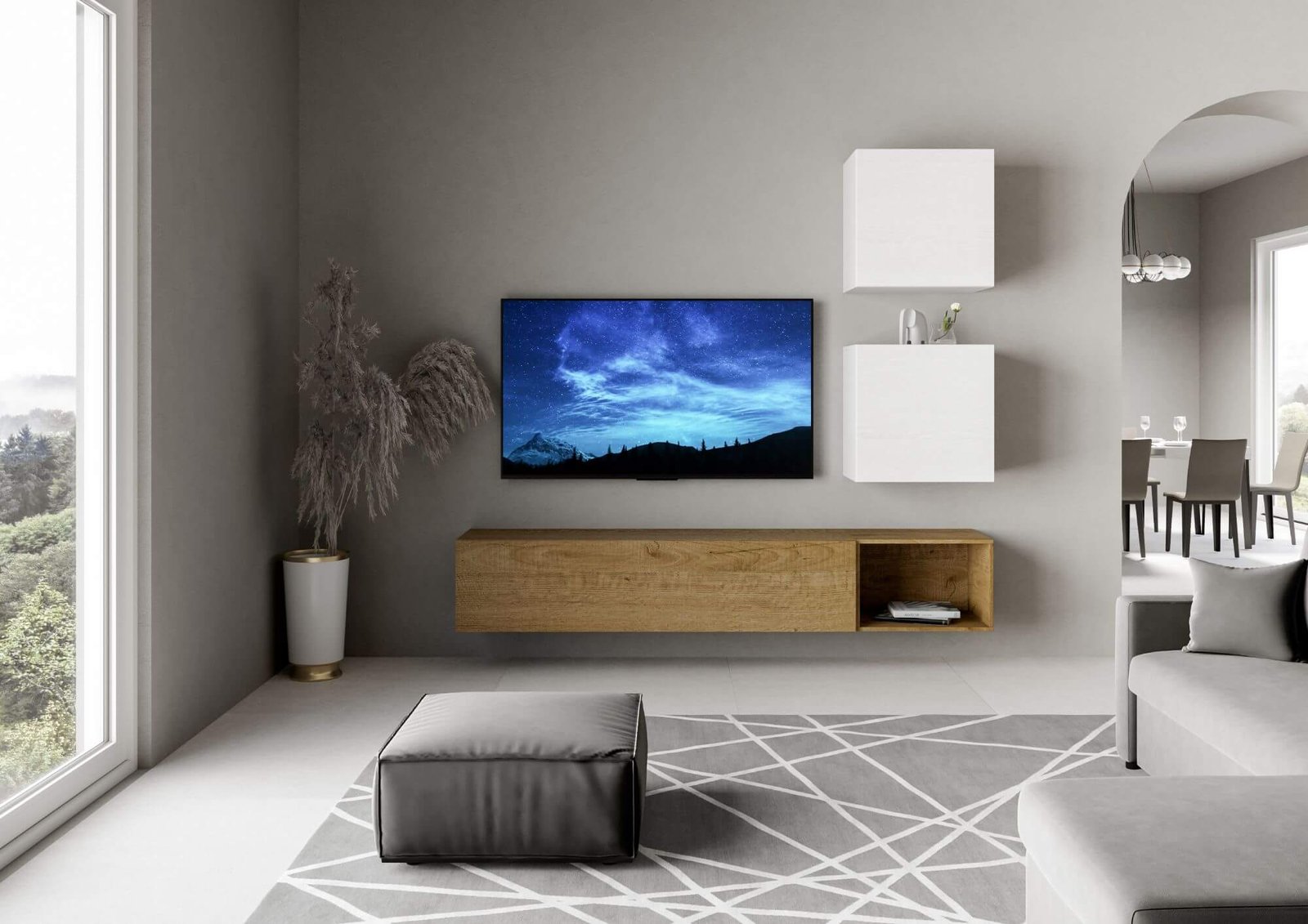 Composizione parete soggiorno A115 L.234 P.39,2 – ISOKA