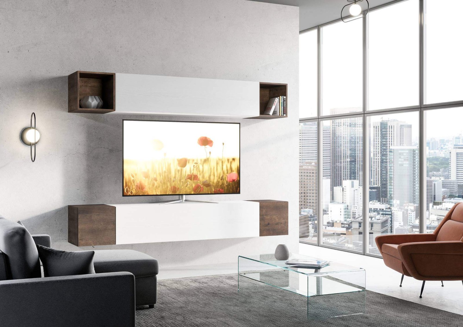 Composizione parete soggiorno A38 L.254 P.39,2 – ISOKA