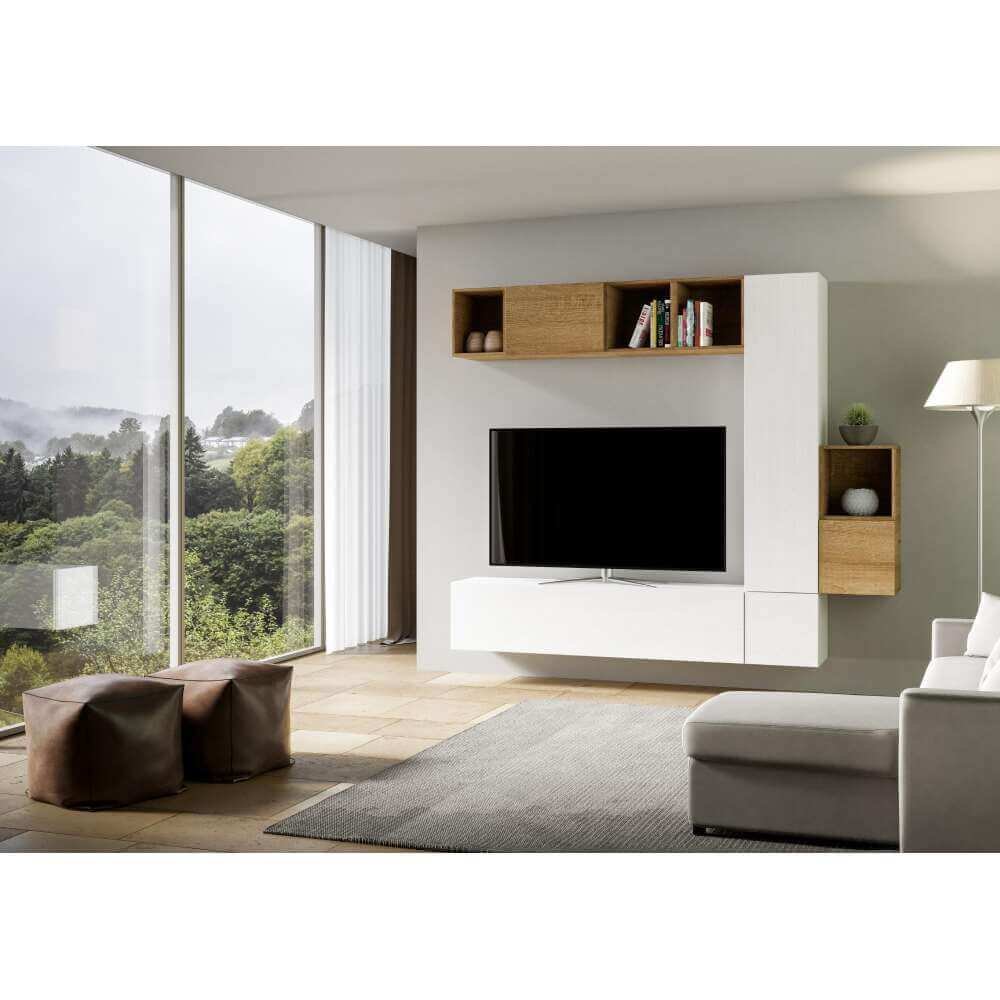 Composizione parete soggiorno A49 L.254 H.214 P.39,2 – ISOKA