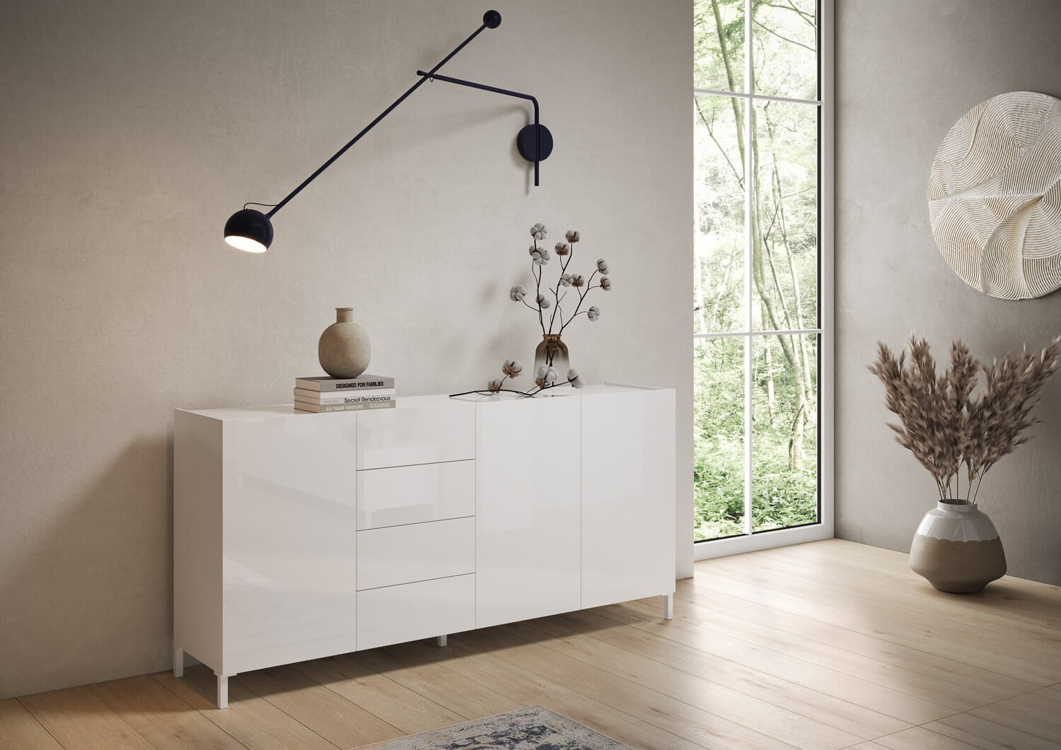 Madia 3 ante 4 cassetti 174x40x84 cm – SOLARIA