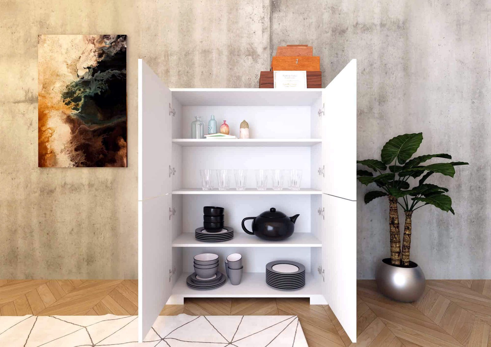 Credenza alta 4 ante 90x35x120 cm – LUMINA