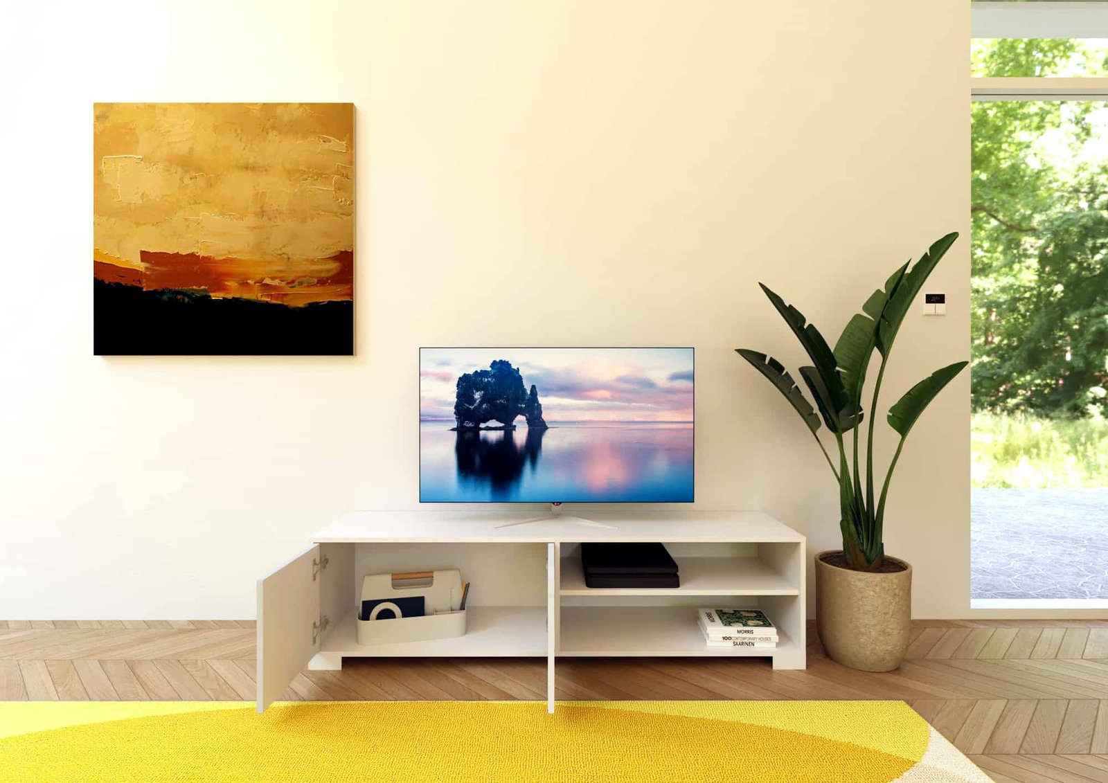 Porta TV 2 ante con vano a giorno 150x40x40 cm – LUMINA
